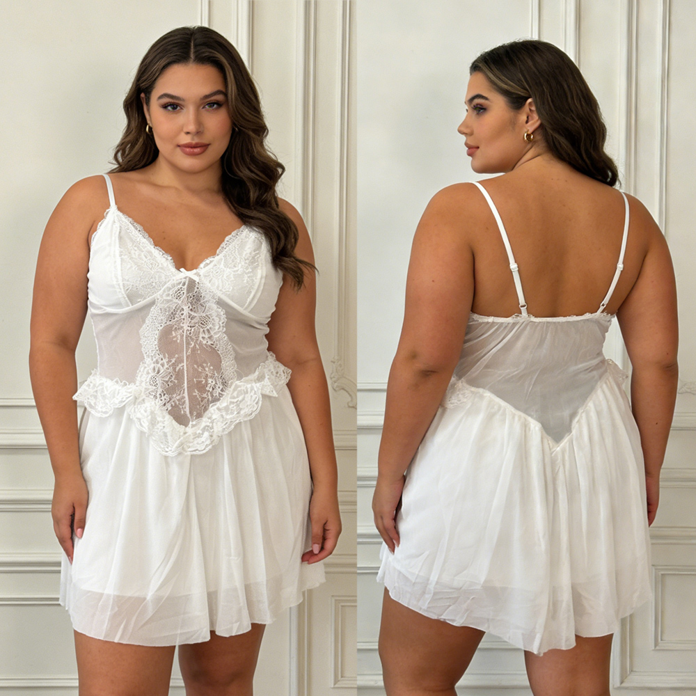 Sexy White Lace Floral Nightwe - Babydoll Chemise Night recension och pris