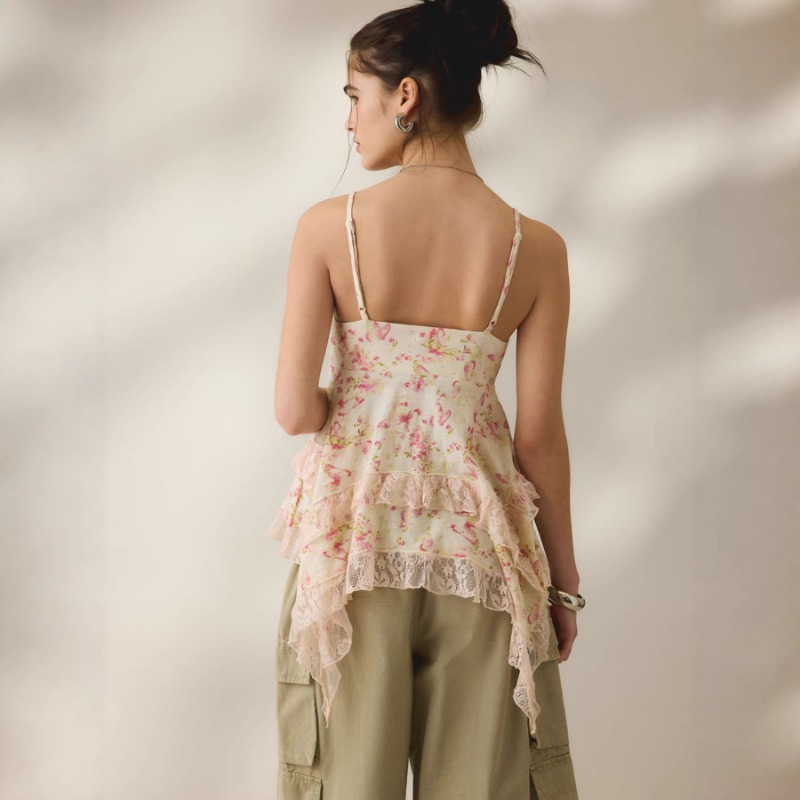 Vintage Floral Chiffon Cami To - Cami Top Lace recension och pris