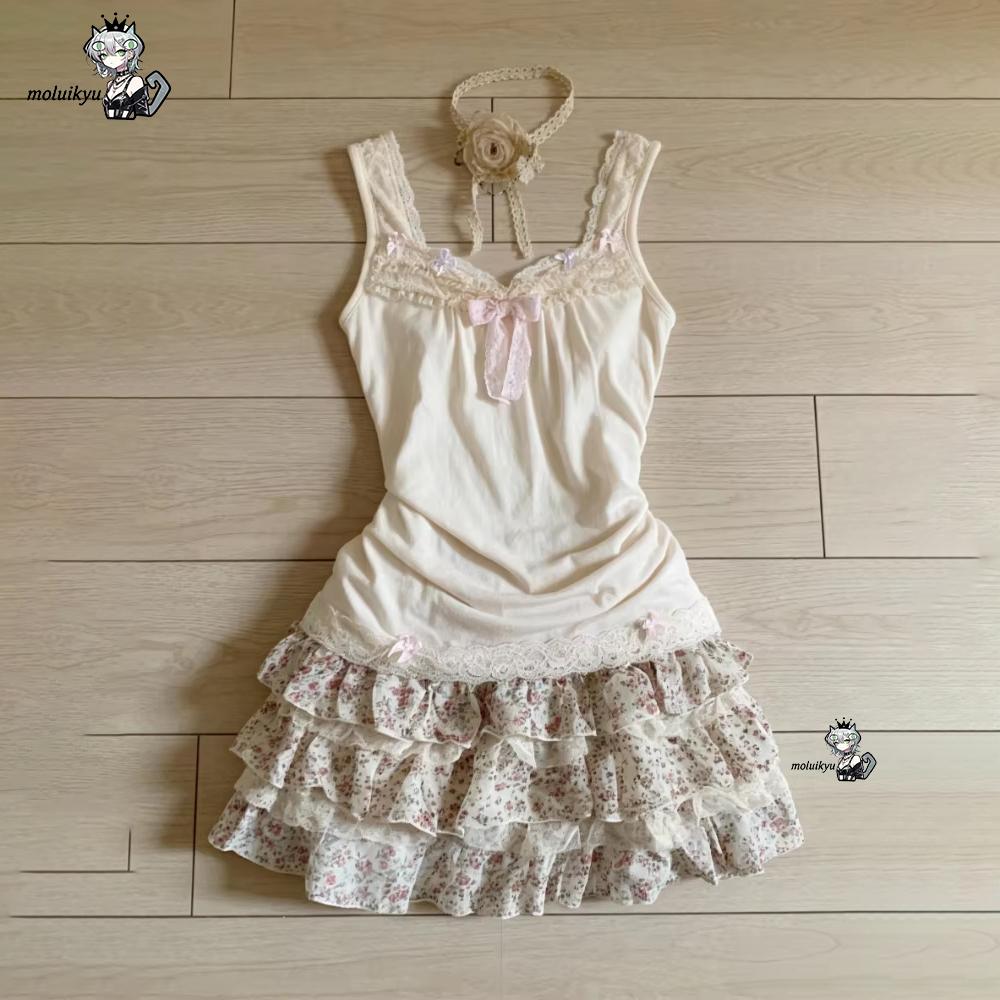 Women Y2K 2Pcs Outfit Set Lace - Cami Top Lace recension och pris