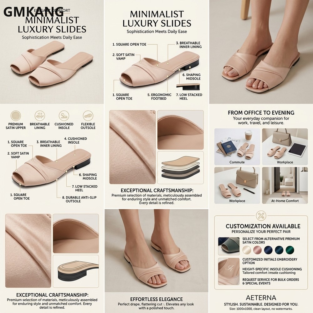GMKANG Women Satin Square Toe  - Slip Dress Satin recension och pris