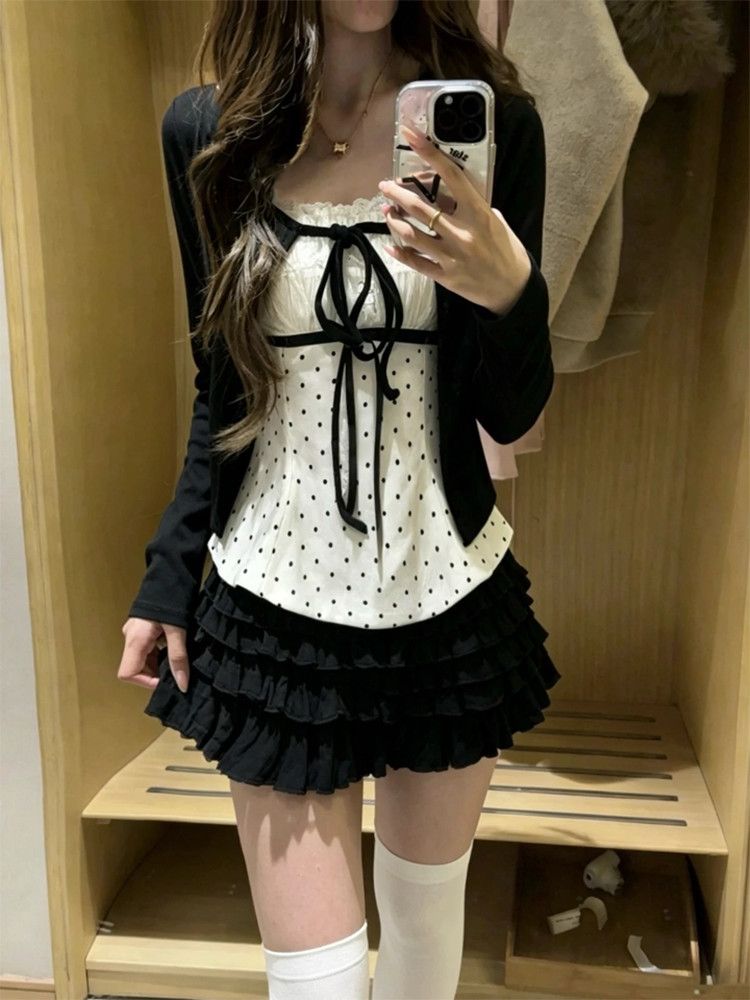 Korean Fashion Polka Dots Lace - Cami Top Lace recension och pris