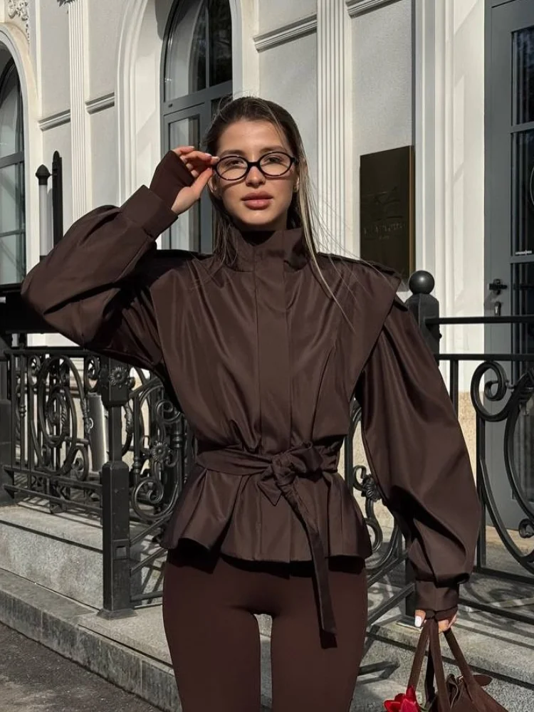 Women Solid Lace Up Lapel Jack - Corset Waist Cinch recension och pris