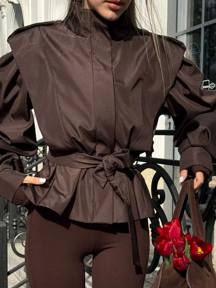 Women Solid Lace Up Lapel Jack - Corset Waist Cinch recension och pris