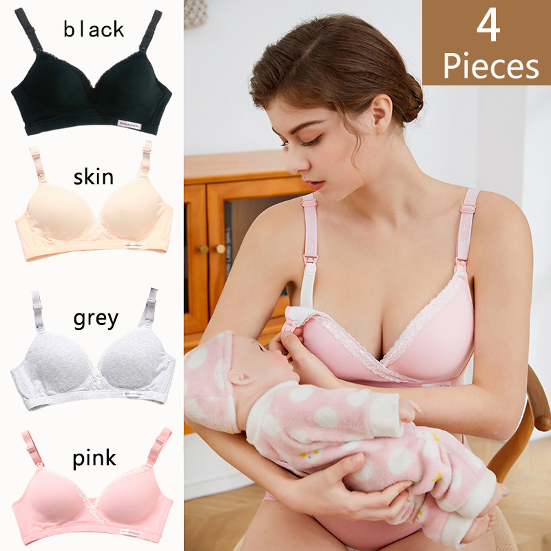 4Pcs New Cotton Wirefree Nursi - Nursing Bra Sleep recension och pris