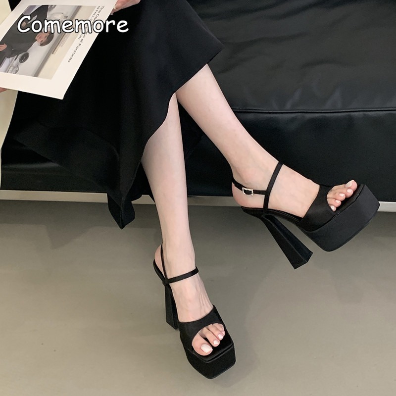 15CM High Heels Chunky Platfor - Slip Dress Satin recension och pris