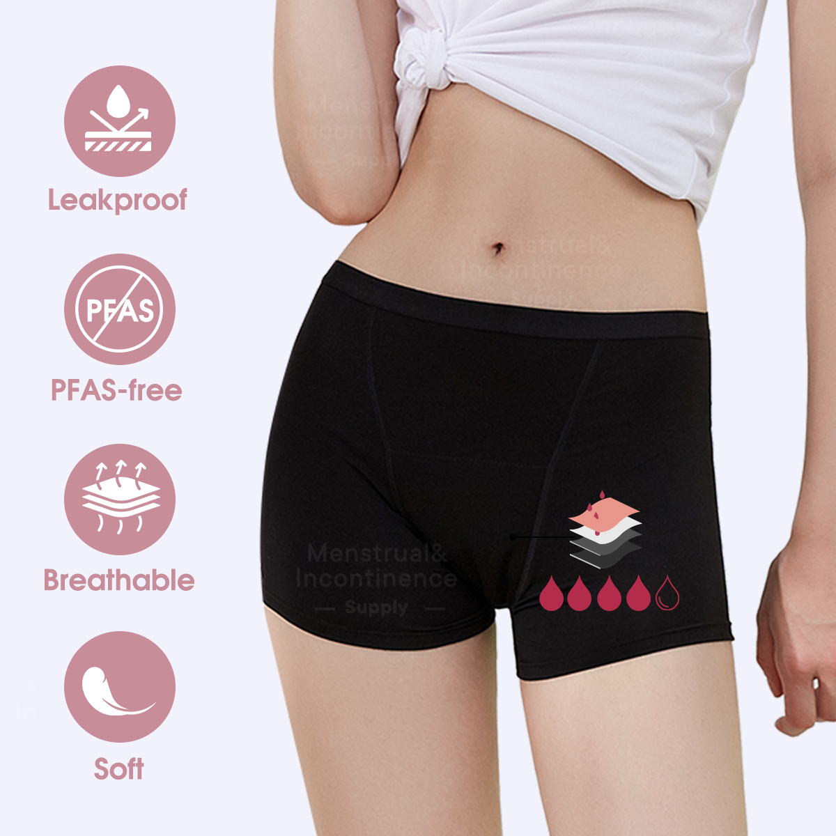 Bamboo Fiber Period Underwear  - Boyshort Underwear recension och pris